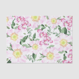 Papel De Seda Rosas Cor-de-Rosa Boho Padrão Floral Aquarela