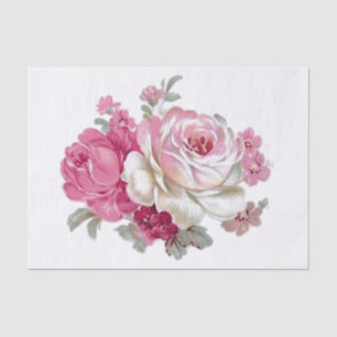 Papel De Seda Rosas cor-de-rosa e brancos do vintage