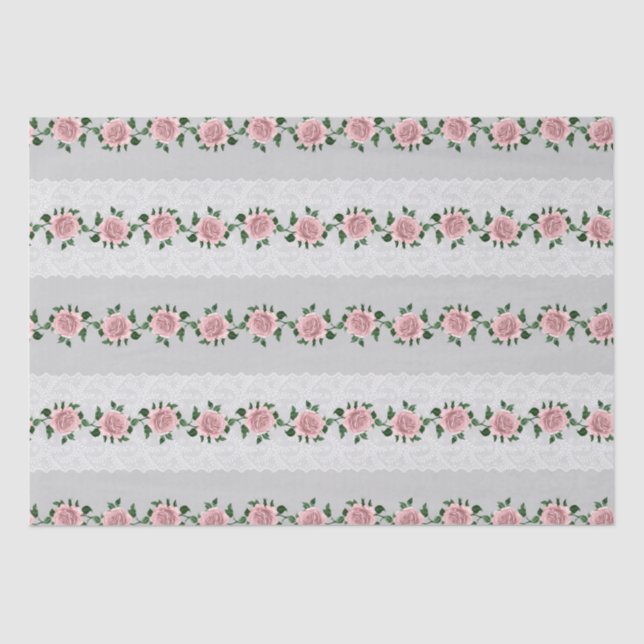 Papel De Seda Rosas Cor-de-Rosa E Renda De Casamento  (Frente )