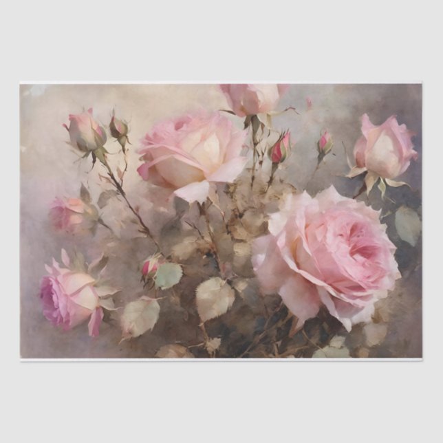 Papel De Seda Rosas Cor-de-Rosa Elegantes (Frente )
