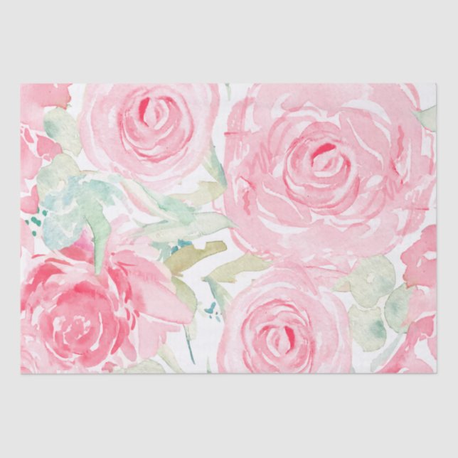 Papel De Seda Rosas de Aquarela (Frente )