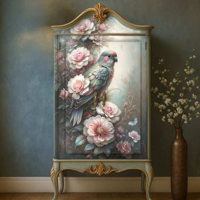 Papel De Seda Rosas de aves de jardim (Garden Bird Roses Decoupage Tissue Paper)