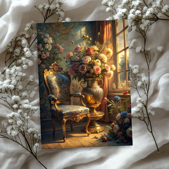 Papel De Seda Rosas de cadeiras de armação barrocas de ouro, chi (Vintage shabby chic baroque gold armchair roses tissue paper)