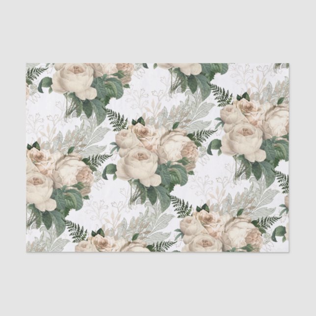 Papel De Seda Rosas de Champanhe Branco Jardim Vitoriano (Frente )