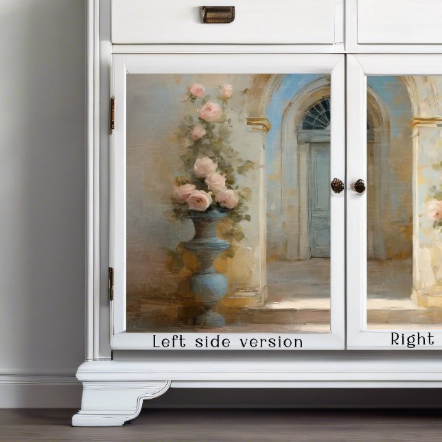 Papel De Seda Rosas de Chateau Francês Courtyard Blue Pink Flora (Criador carregado)