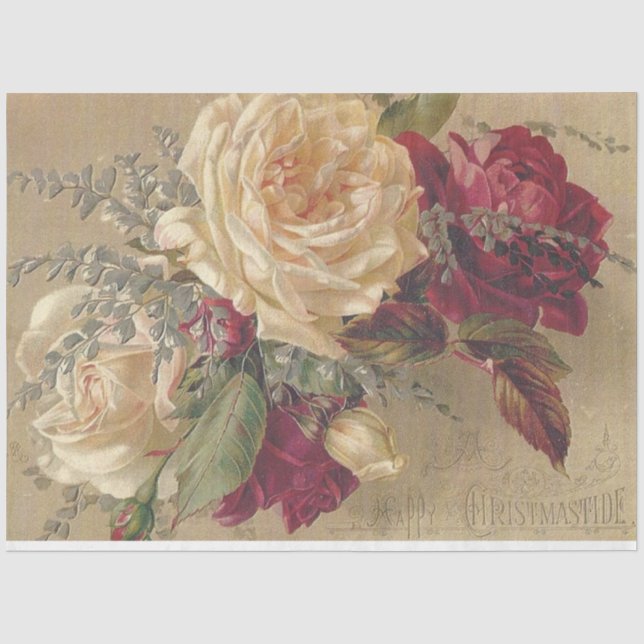 Papel De Seda Rosas de Natal Vitorianas (Frente )
