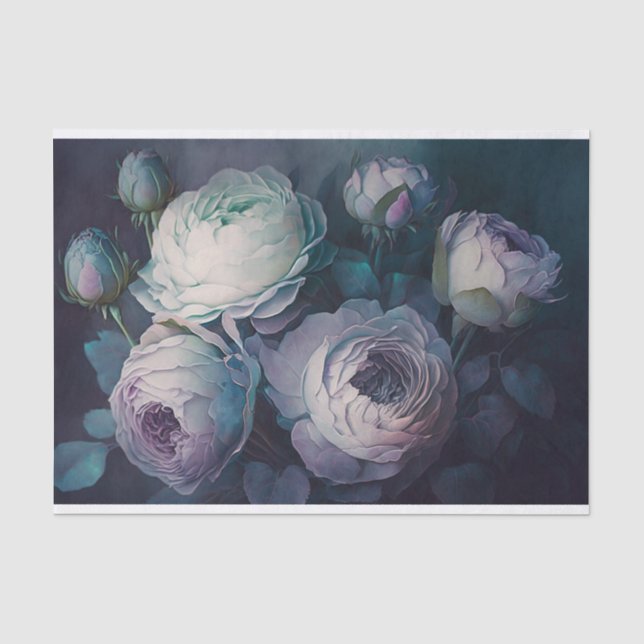 Papel De Seda Rosas de repolho - Escuro (Frente )