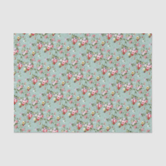Papel De Seda Rosas de repolho no azul pálido