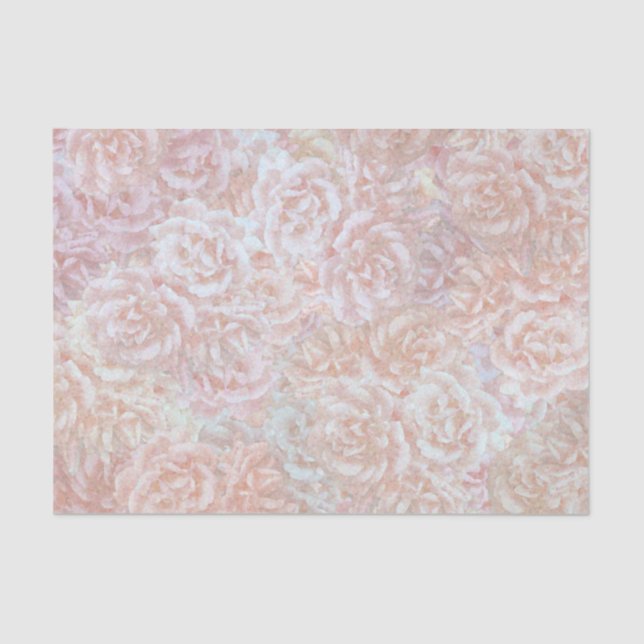 Papel De Seda Rosas de vindima em creme - padrão floral (Frente )