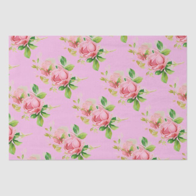 Papel De Seda Rosas de vinheta rosa (Frente )