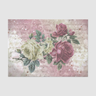 Papel De Seda Rosas de Vintage, Ephemera Decoupage