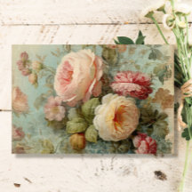 Rosas de Vintage Francês Azul Floral n Decoupage R