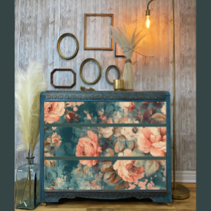 Papel De Seda Rosas desbotados em folha na Impressão de desacopl