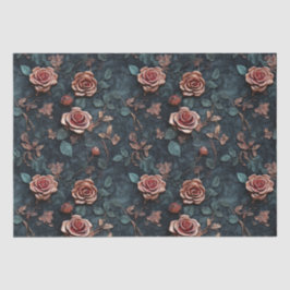 Papel De Seda Rosas Dourada rosa