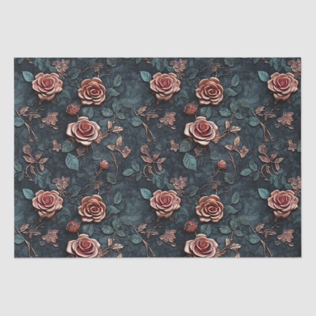 Papel De Seda Rosas Dourada rosa (Frente )