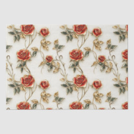 Papel De Seda Rosas Dourados Elegante