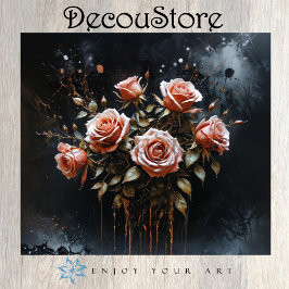 Papel De Seda Rosas Dramáticas em Flor Decoupage