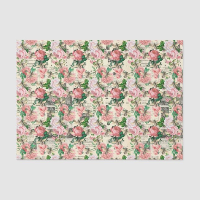 Papel De Seda Rosas e abelhas (Frente )