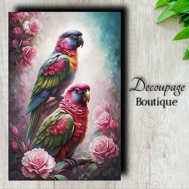 Papel De Seda Rosas e Arco-íris Decoupage (Roses & Rainbows Decoupage Tissue Paper)