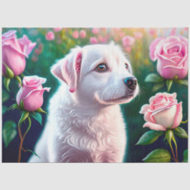 Papel De Seda Rosas E Bela Coleção De Cachorros