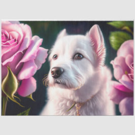 Papel De Seda Rosas E Coleção De Cachorros