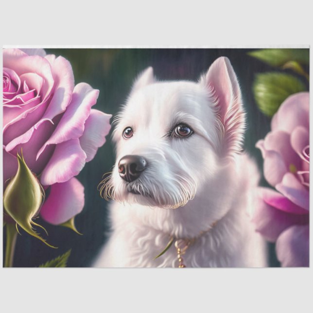 Papel De Seda Rosas E Coleção De Cachorros (Frente )