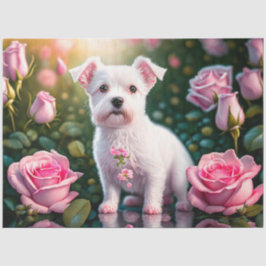 Papel De Seda Rosas E Coleção De Cães Pequenos