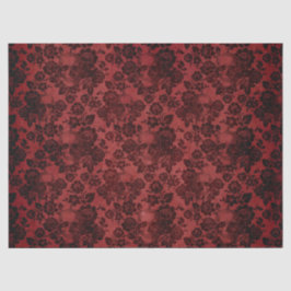 Papel De Seda Rosas e crânios pretos na desvinculação vermelha