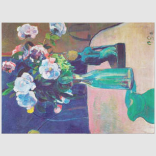 Papel De Seda Rosas e Estatueta, Gauguin