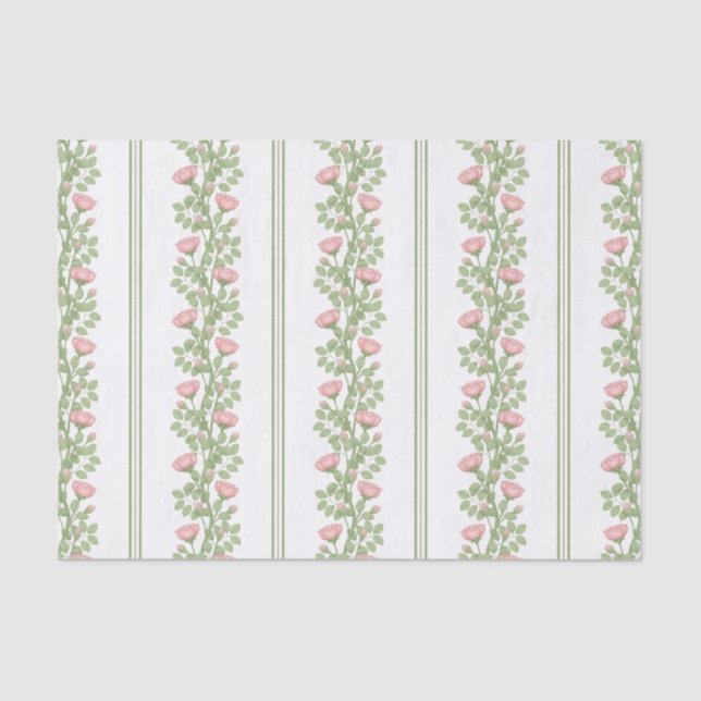 Papel De Seda Rosas e faixas cor-de-rosa em branco (Frente )