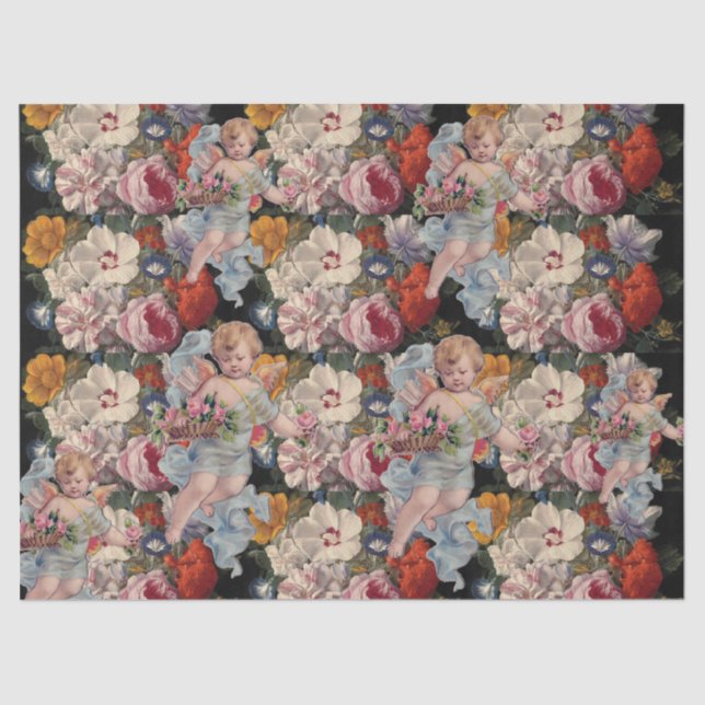 PAPEL DE SEDA ROSAS E FLORES ROMÂNTICOS DE ROLOS PARA RECOLHA DE (Frente )