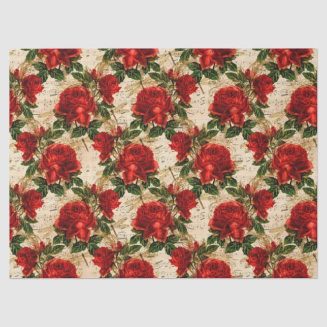 Papel De Seda Rosas e Libélulas (Design 17) (Frente )