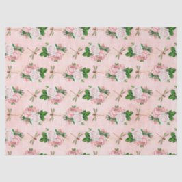 Papel De Seda Rosas e Libélulas (Design 2)