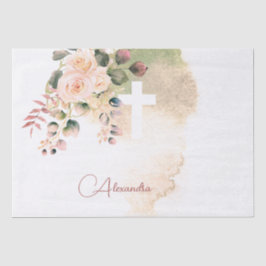 Papel De Seda Rosas Elegantes Religiosos Rosa Cruzado Pessoal