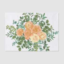 Papel De Seda Rosas Florais Clássicas de Casamento Peach