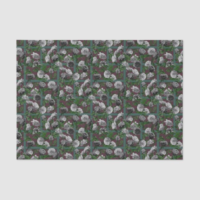 Papel De Seda Rosas Florais Elegantes (Frente )