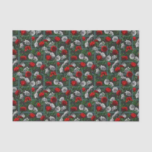 Papel De Seda Rosas Florais Red Elegant (Frente )