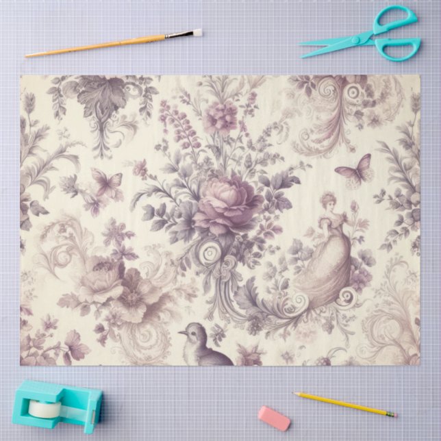 Papel De Seda Rosas Francesas Românticas Decoupage Pássaros (Arte )