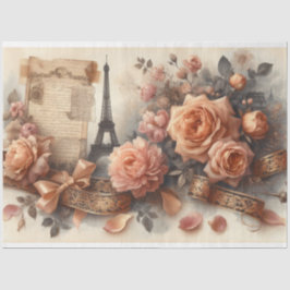 Papel De Seda Rosas Franceses - Decoupage do Romance em Torre Ei