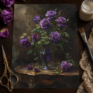 Papel De Seda Rosas Gótica Vitorianos em Vintage Vase