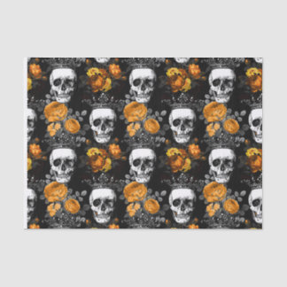 Papel De Seda Rosas maus das coroas dos crânios do lenço de