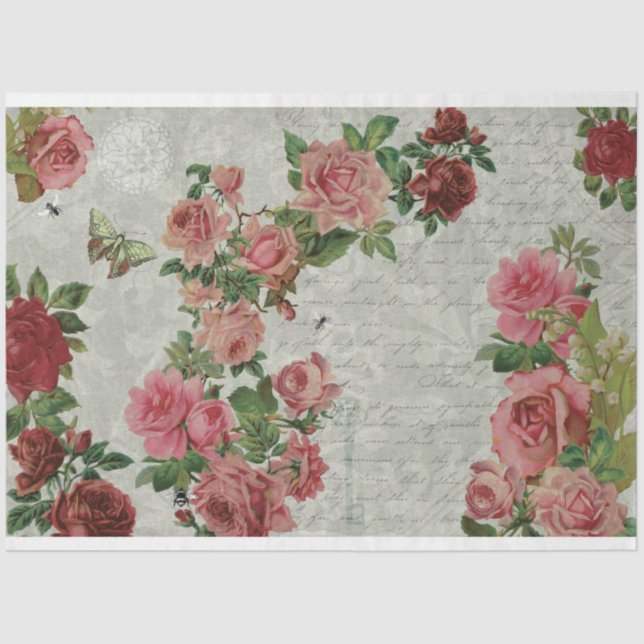 Papel De Seda Rosas no Bloom Decoupage Paper (Frente )