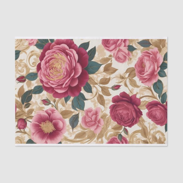 Papel De Seda Rosas Opulent Garden (Frente )
