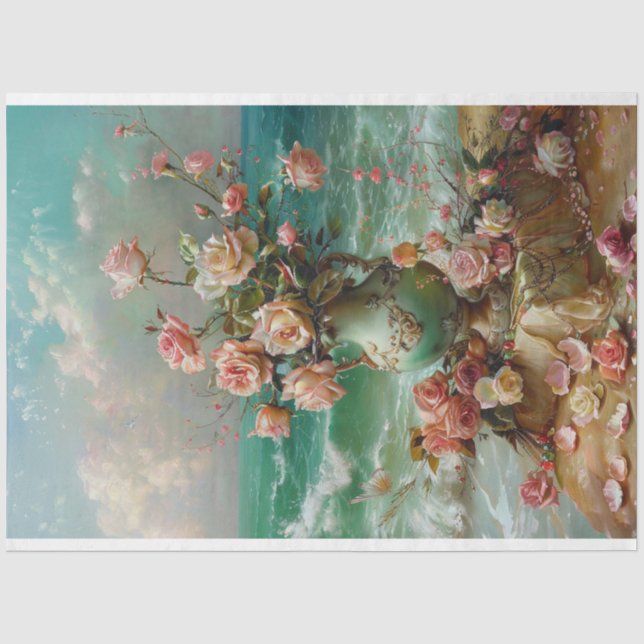 Papel De Seda Rosas pelo mar (Frente )