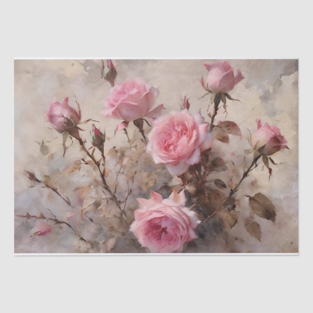 Papel De Seda Rosas Pink Elegantes (Frente )