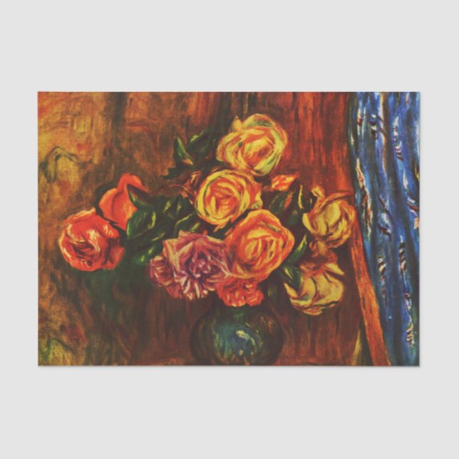 Papel De Seda Rosas por Pierre-Auguste Renoir   (Frente )