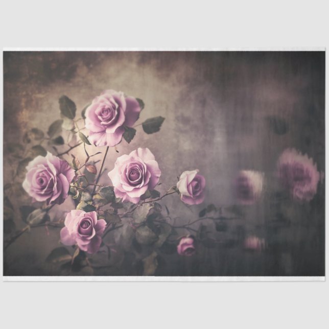 Papel De Seda Rosas Reflexões, lago etéreo e floral (Frente )