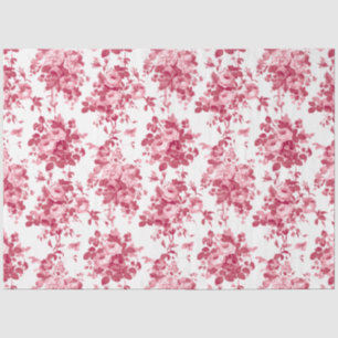 Papel De Seda Rosas Românticos Antiguos Rosa-Rosa em Branco