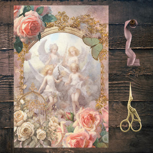 Papel De Seda Rosas Românticos Fada-Núcleo Luna Moth Fairies