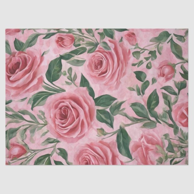 Papel De Seda Rosas Rosa (Frente )